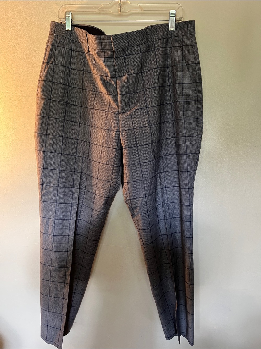 Express Men's Gray Windowpane Dress Pants